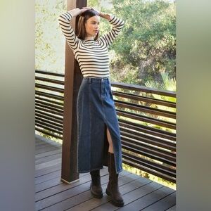 Velvet Heart The Nikkie denim midi-skirt highwaist front slit fall western sz sm